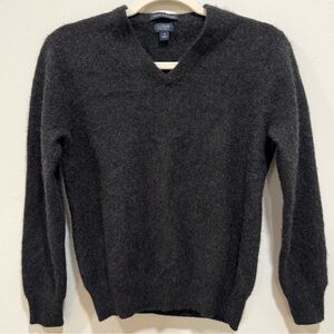 J. Crew Italian Cashmere Charcoal V-Neck Sweater - Small